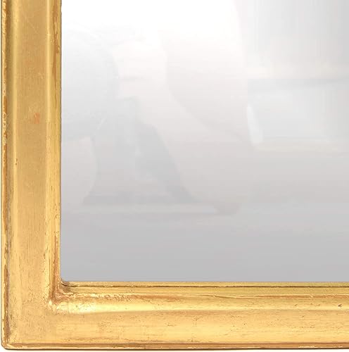 Miniatura 4 de Best Home Fashion Espejo cuadrado de arcocorona - Marco de madera con acabado dorado - 30 pulgadas de ancho x 35 pulgadas de alto