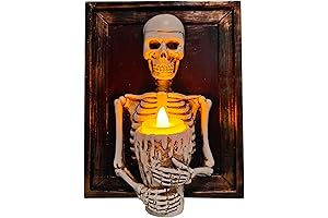 Halloween 3D Skeleton Torso Holding Glowing Candle Decoration