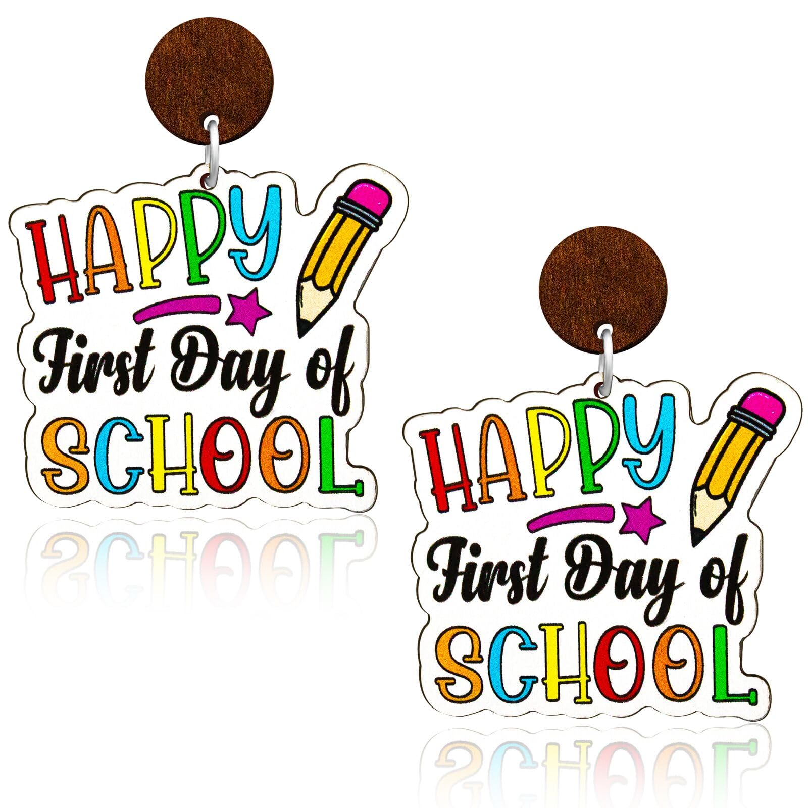 RonglryRongry Back to School Gifts Teacher Earrings for Women Wooden Fun Earrings for Teachers Apple Pencil Book School Eearrings Teacher Appreciation Earrings Back to School Earrings Teacher Jewelry