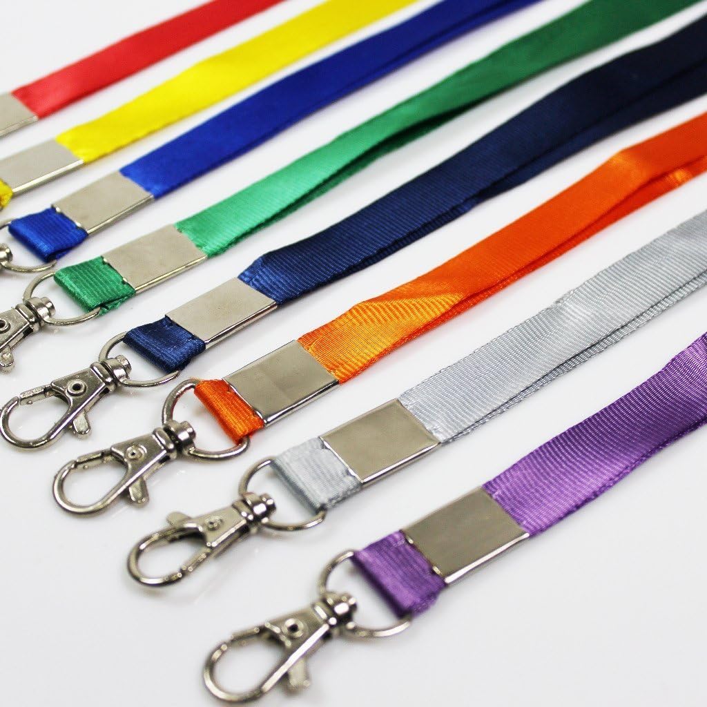 10 Colors 19 Inch Nylon Neck Lanyards Straps with J-Hook for ID Cards/Badges, ID Name Tag Badge Holder & Other Portable Stuff and Keys, 10 Pieces (10 Colors)