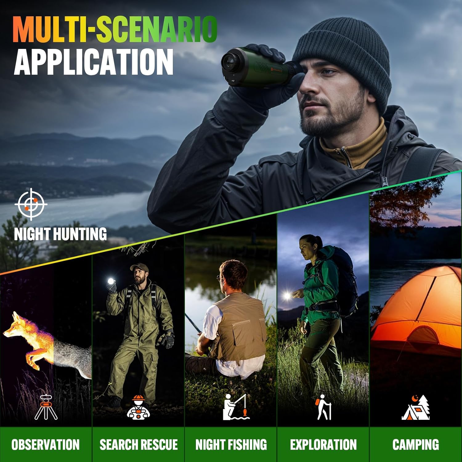 Thermal Monocular,384x288 (AI Super Resolution) H3 Thermal Monocular for Hunting,(800×600) Micro-OLED Display,IP66 Thermal Night Vision with Wi-Fi Hotspot/STA/MIC,12hrs+ Battery Powers