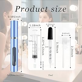 Kewjug 2 Pack Refillable Mini Perfume Atomizer BottlePortable Separate BottlesTravel and Outings Spray Boxes Dispensers 5ml/0.2oz (Blue)