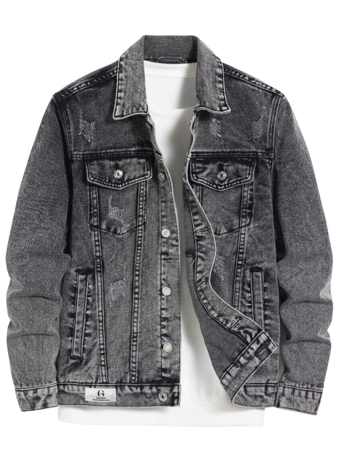 GRECIILOOKS Unisex Denim Jacket For Men & Women Stylish | Cotton Blend Casual Jean Jacket | Lightweight Button Down Streetwear Outerwear Travel Winterwear (Gl-Djt-Ms6328-M-Grey)