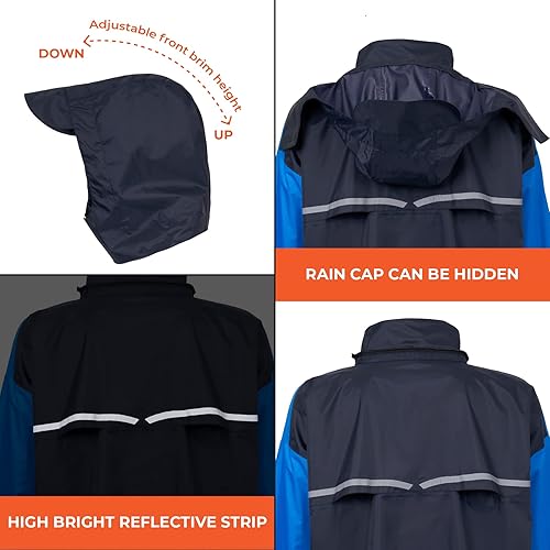 Miniatura 3 de RANDO Trajes de lluvia para hombres impermeables  Equipo de lluvia para hombres  Equipo de lluvia para motocicleta - GEM reflectante de 3 piezas