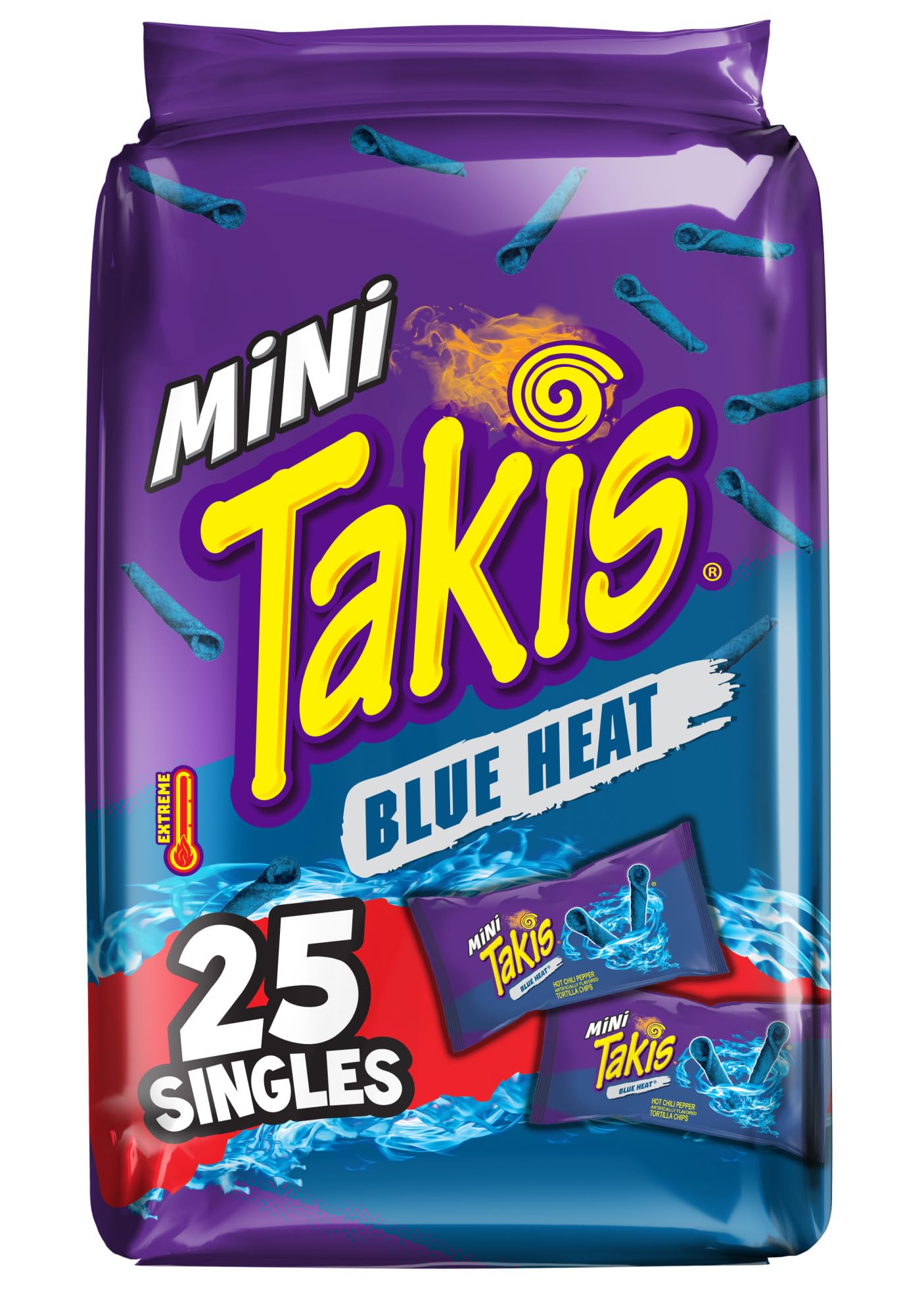 Takis Mini Rolled Tortilla Chips Multipack - Blue Heat, 25 Count / 1.23 oz