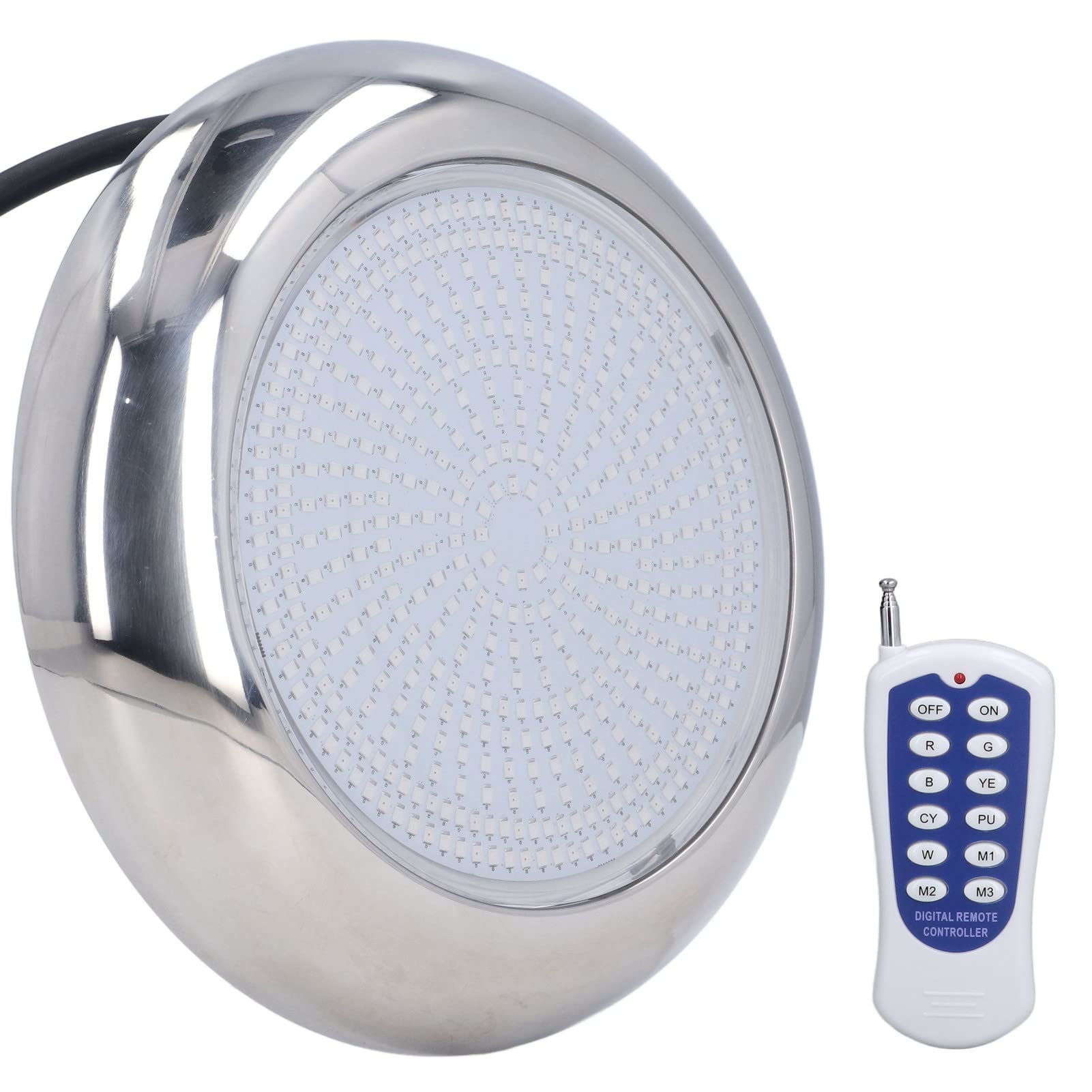 Fafeicy 468LED 35W Światło do Basenu Pilot RGBW AC12V IP68 Wodoodporny, z 12-kluczowym Pilotem i 7 Statycznymi Kolorami, do Dekoracji Krajobrazu Podwodnego Stawu (Skorupa bez wzoru)
