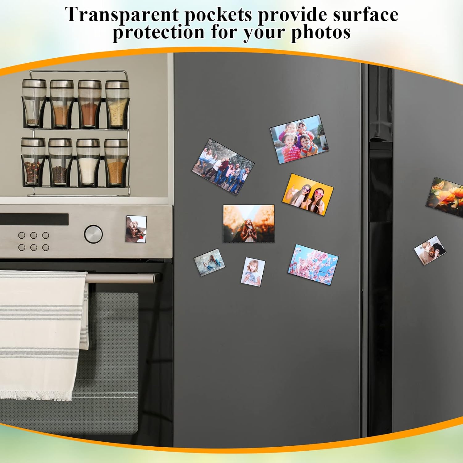 Geyee 36 Pcs Magnetic Picture Frame Refrigerator Photo Holder with Clear Pocket Photo Frames for Fridge Office Cabinet Locker or Any Magnetic Surface Locker 7.5 x 5.5, 6.3 x 4.3, 4 x 3 Inch