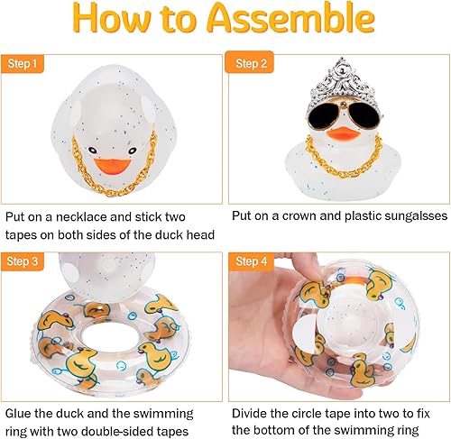 Miniatura 3 de wonuu Adorno de pato para automóvil, decoración de tablero de goma para automóvil, accesorios de tablero con anillo de natación, gafas de sol,