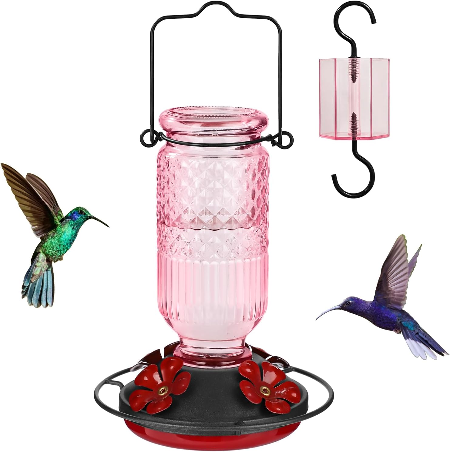 FEED GARDEN Glass Hummingbird Feeders for Outdoors,...