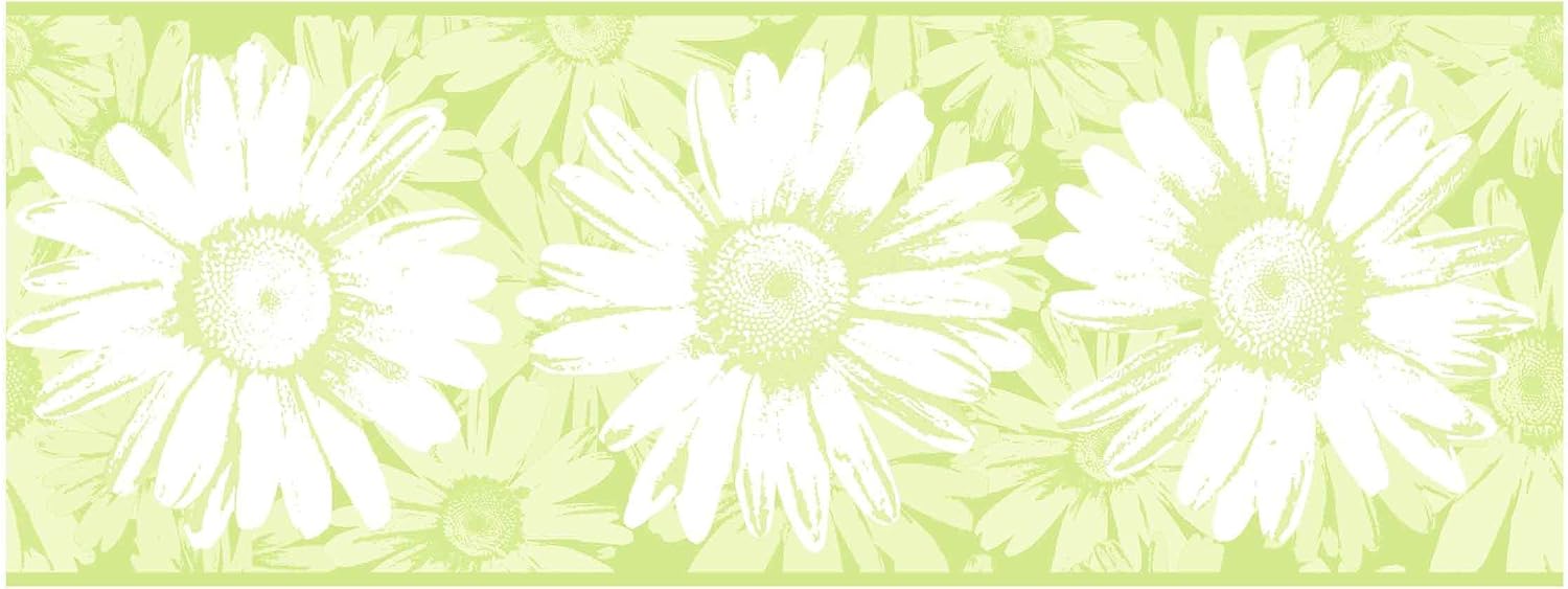 York Wallcoverings BT2729B デイジーボーダー キーライムグリーン/セロリーグリーン/ブライトホワイト