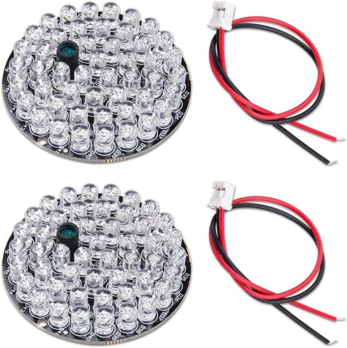 ZORZA 2Pcs 12V 850nm IR LED Illuminator Board with Cable 48 F5 Lamps Infrared Night Vision Light for Enhanced Security Camera Vision IR Illuminator Solution for CCTV