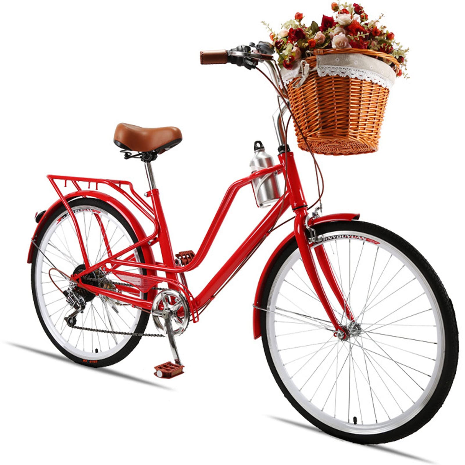 Pasprt 24 Inch Retro Bicycle Womens Adult Student City Commuter