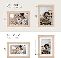 Vista 4 de 4x6 Oak Wood Picture Frame - 4"x6" Photo Frame, 4x6 Picture Frame Wood, Natural Solid Wooden Picture Frames for Wall Art Photo and Prints(1 Pack