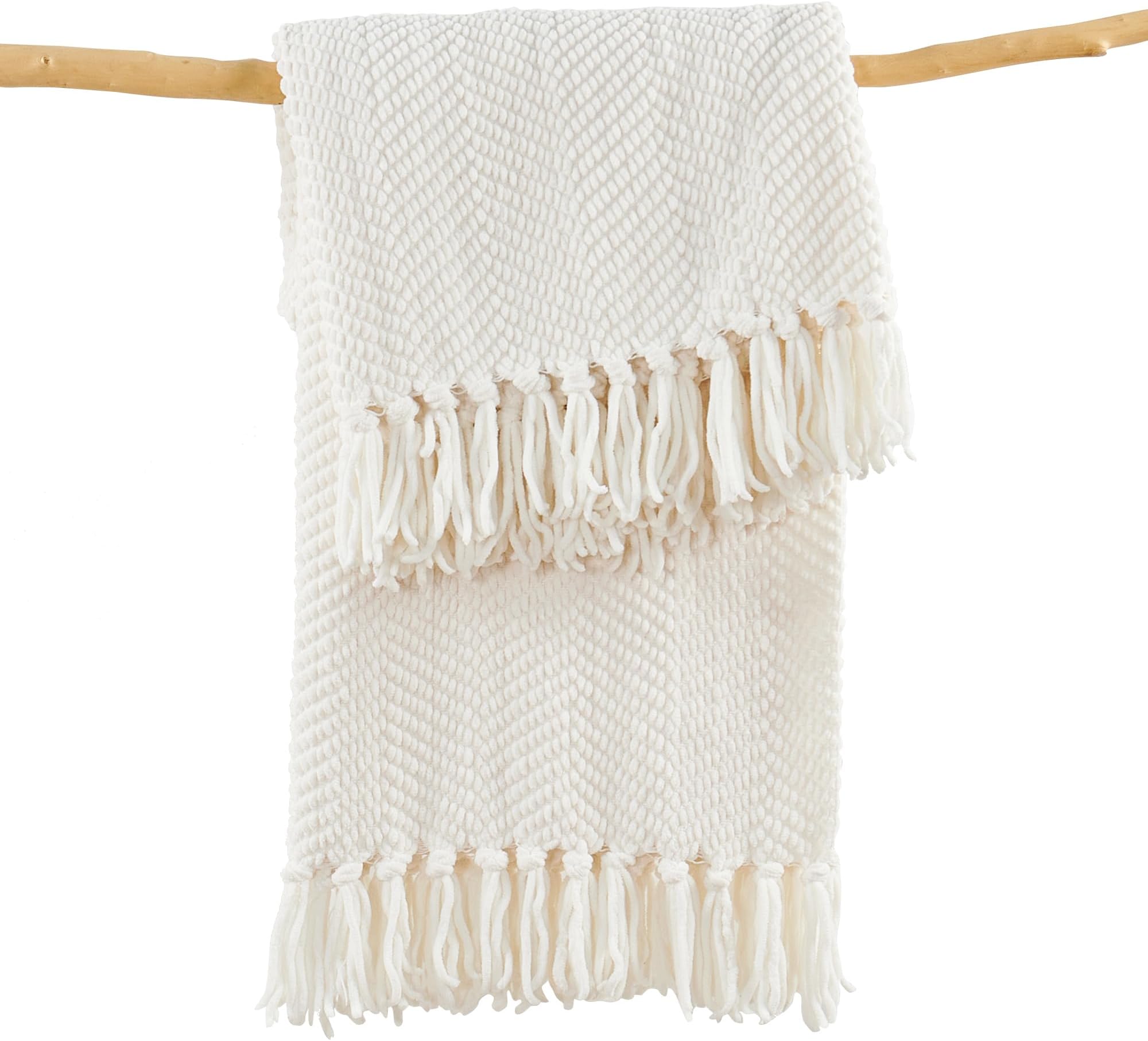 White Throw Blanket Knitted Tweed Throw 60'' X 80'', Antique White, Super Soft Cozy Warm Comfortable Breathable Throw For Living Room Chair Couch Bed Sofa Bedroom Home Décor