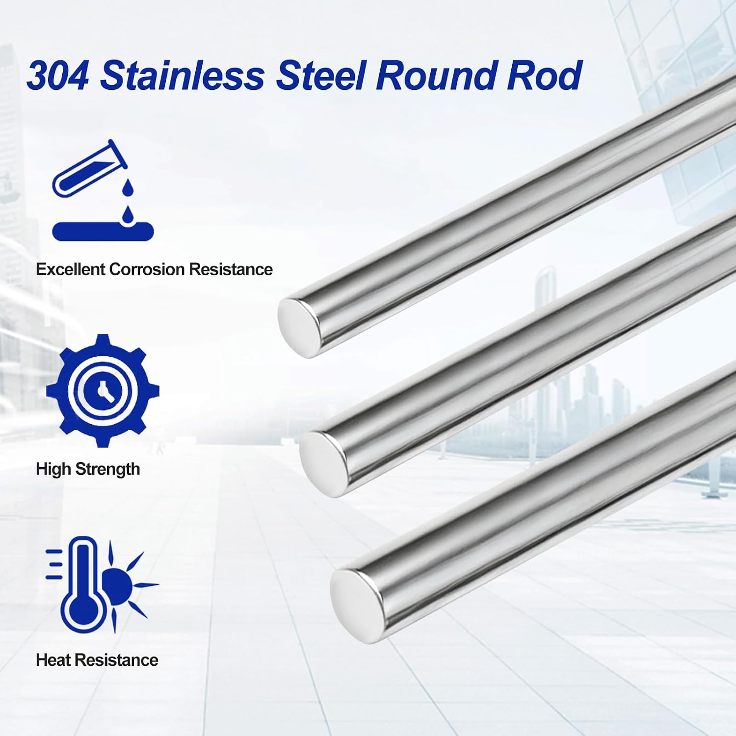 304 Stainless Steel Round Rod, Metal Shaft Rod for DIY Crafts and Metalworking, 6 pcs (4 mm x 400 mm)