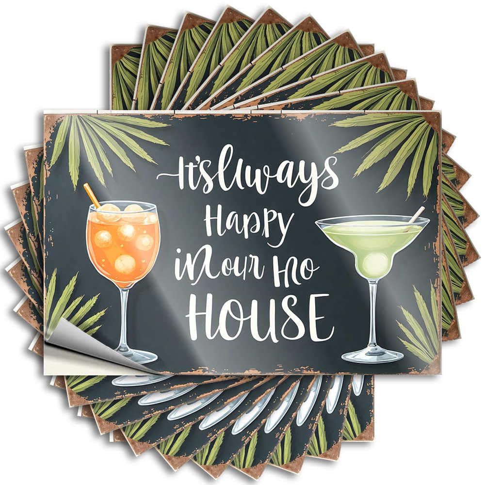 Tattoos Cover Book Always Happy: A Tropical Cocktail Celebration for Teacher - Work Desk Decor Easy Peel Removable(12X18CM)