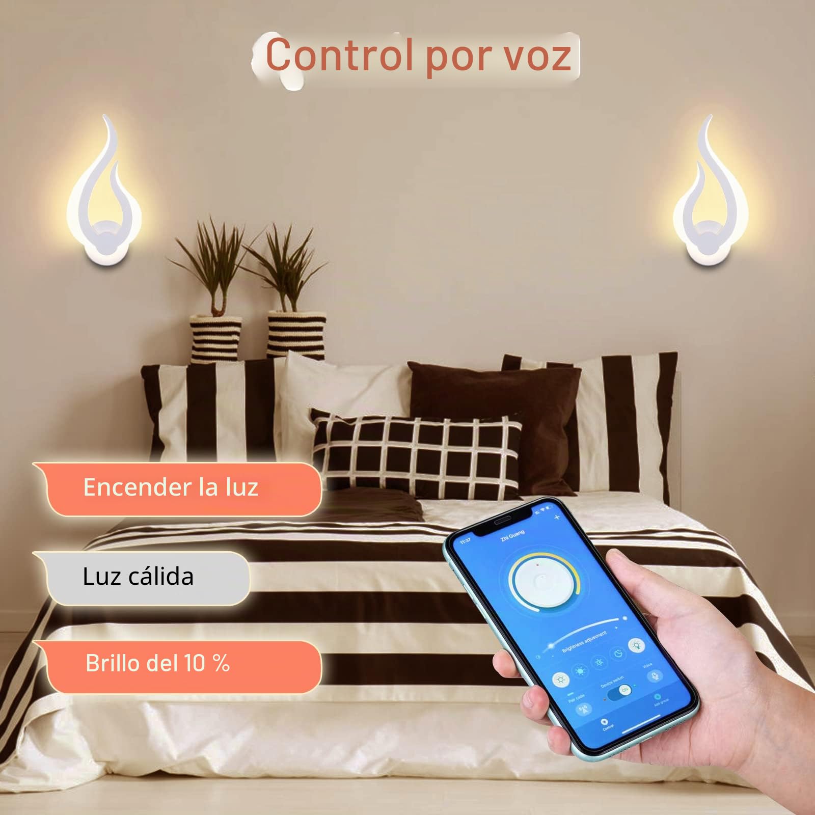 Lightess 2 Piezas Apliques de Pared LED Regulable Inteligente 2.4G Lámpara de Pared Control de Aplicaciones y Control Remoto Luz Interior Moderna Brillo Ajustable para Sala, Escalera, (2700K-6500K) | Luz de Pared 2.4G, 2700K-6500K Brillo Ajustable, Contro