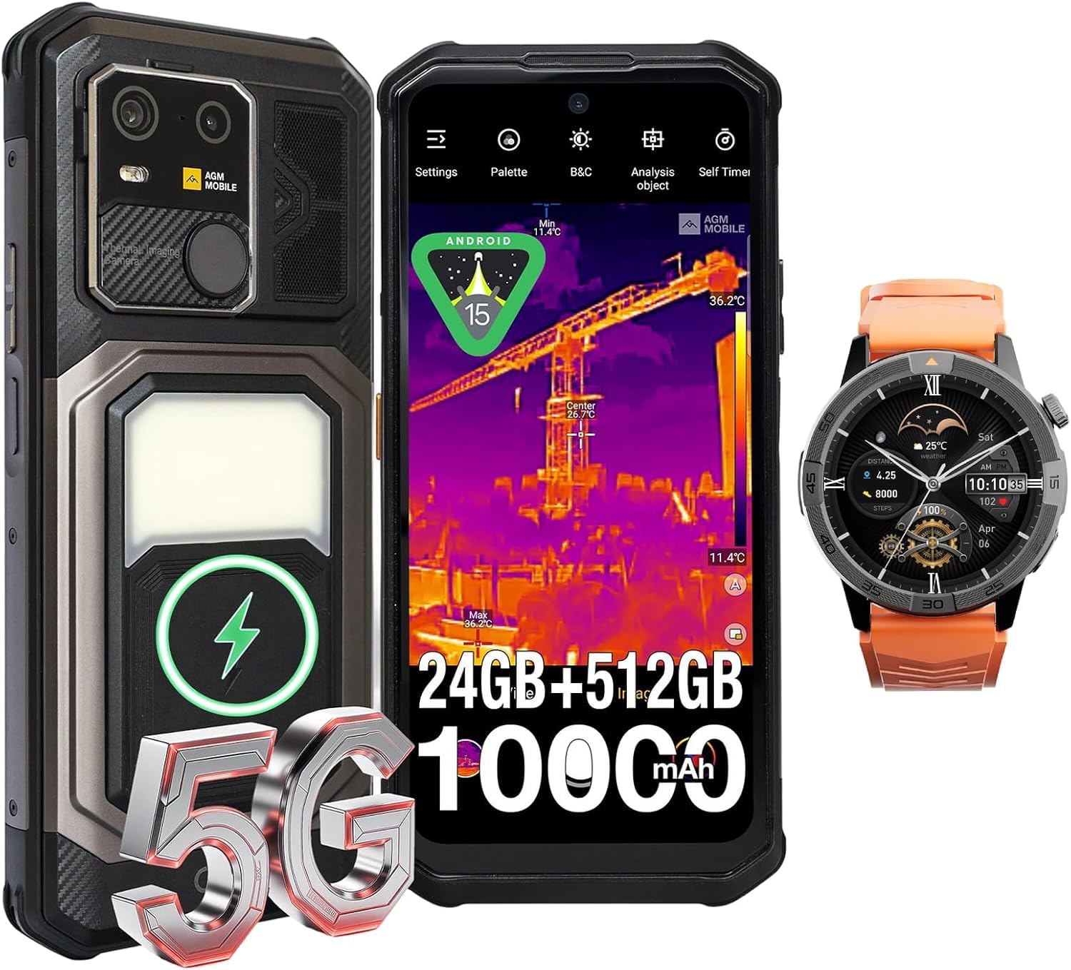 AGM G3 Pro & Legion Pro Bundle – Outdoor Smartphone mit Wärmebildkamera & GPS Smartwatch – 10000mAh, 5G, Offline-Karten, AMOLED & MIL-STD-810H
