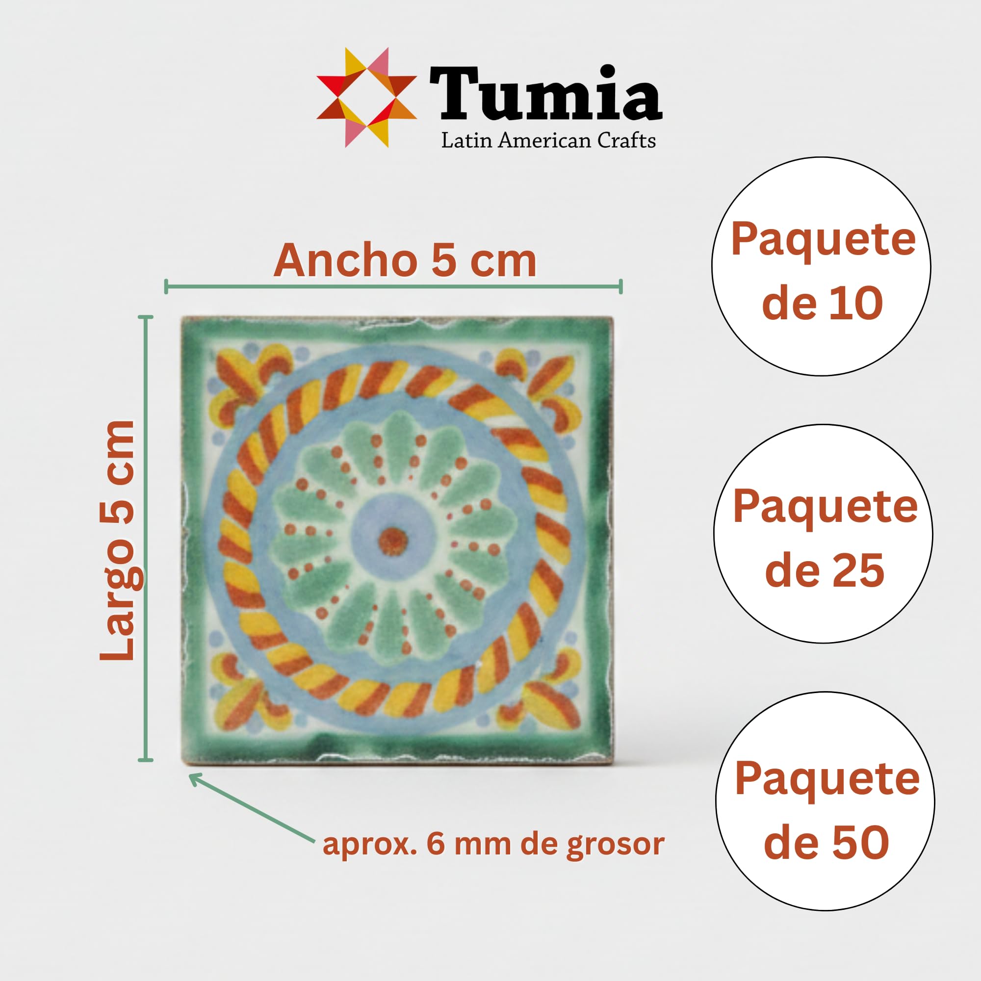 Tumia LAC Azulejos Mexicanos Artesanales de Talavera de 5cm