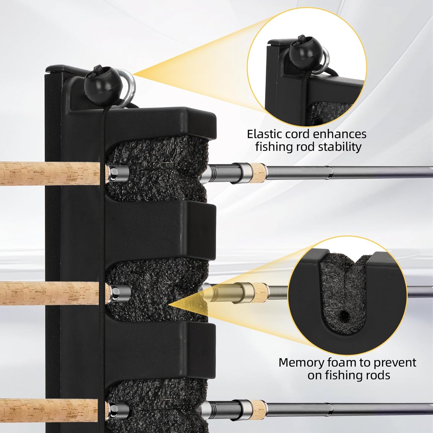 Fishing Rod Holder for Truck Bed, 6061-T6 Aluminum Truck Bed Fishing Rod Holders, Durable and Stable Rods Truck Rod Holder, Space Saving