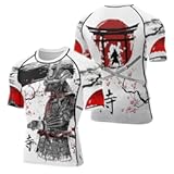 Samurai Short Sleeve Rash Guard for Men Baselayer Skin Performance Fit Compression Shirt MMA BJJ Jiu Jitsu