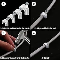 Vista 5 de 500pcs Cable Clips with Steel Nail in Cable Clips White 4mm 5mm 6mm 8mm 10mm Cable Wire Clips Cable Wall Clip Wire Staples Cord Clips for Wall