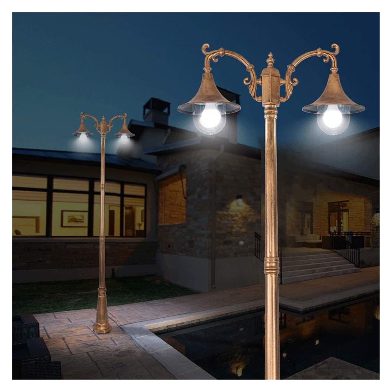Luce del Cortile Paralume a Sfera in Acrilico Lampada da Esterno a palo Alto per Esterni Lampada a Colonna in Alluminio pressofuso Impermeabile Giardino Prato Paesaggio Parco Decor Post
