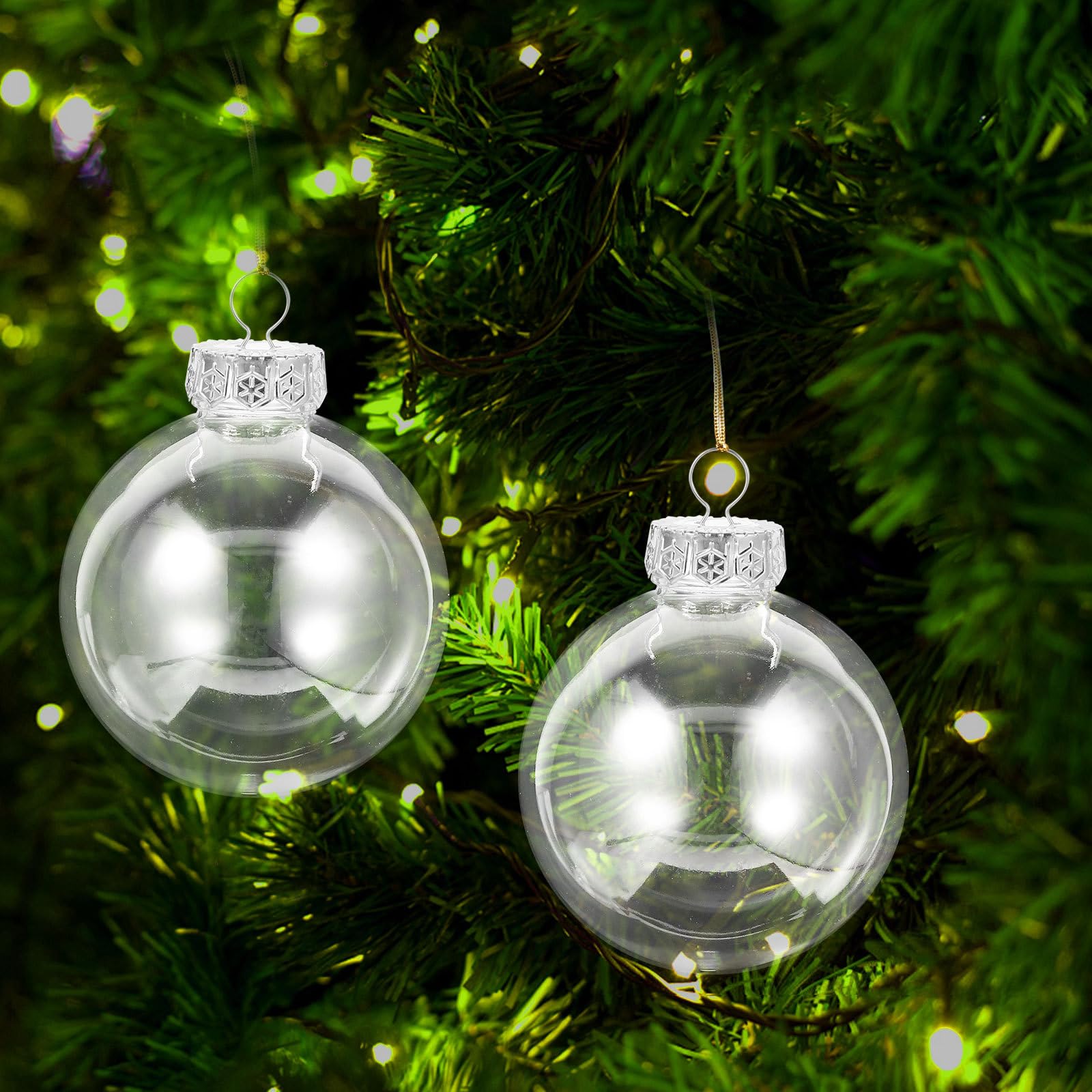 Ciieeo 25er Set Klare Füllbare Kugeln 8 cm, Bastel-Glaskugeln für Weihnachtsbaum, Party, Hochzeit und Wohndeko