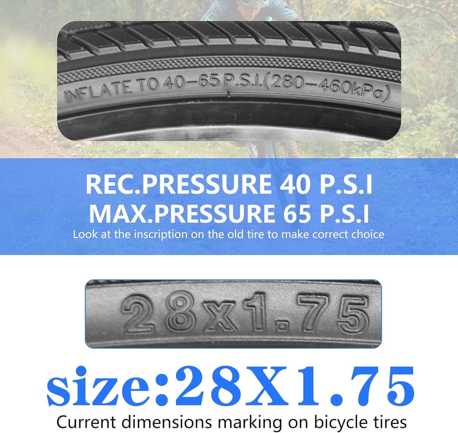 28 Inch Bike Tires, 28 X 1.75 Replacement Tires for Mountain Beach Cruiser Bike