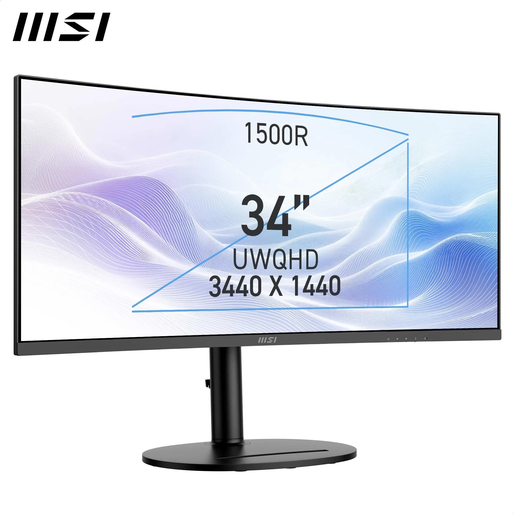 MSI Nowoczesny MD342CQP 34'' ekran PC UWQHD zakrzywiony 1500R - Panel VA 3440 x 1440, KVM, PIP/PBP, szeroka gama kolorów, komfort oczu, wbudowane głośniki, regulacja 3-osiowa - HDMI 2.0b, DP 1.4a