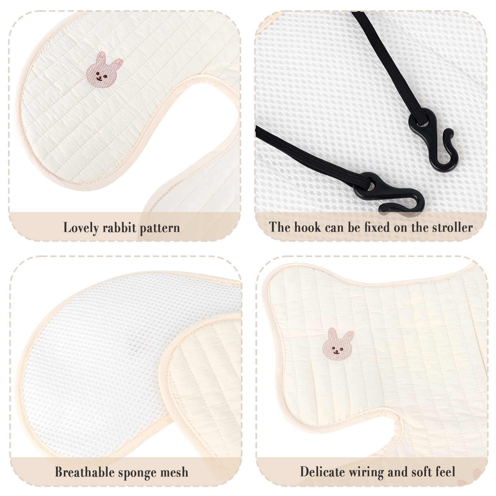 LUFEIS Coussin Poussette, Coussin de Siège Poussette, Siege Poussette Universelle, Coussin Voiture Bebe, Bébé Housse d’Été Anti-Transpiration pour Poussette, Coussin Bébe pour l'Été, Respirant - Lapin