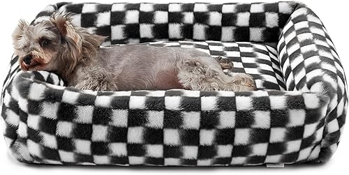 Miniatura 9 de JOEJOY Linda cama para perros de tamaño mediano, camas rectangulares suaves y peludas para perros grandes y medianos, cama ortopédica lavable para