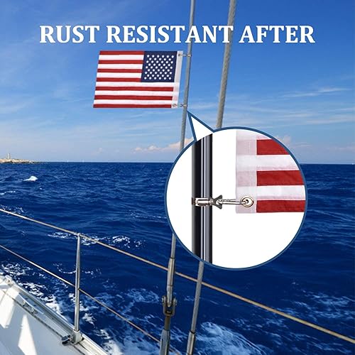 Miniatura 4 de Bandera de barco universal de 16 x 24 pulgadas con 4 barras de bandera de barco, bandera de Estados Unidos con 50 estrellas bordadas bandera de