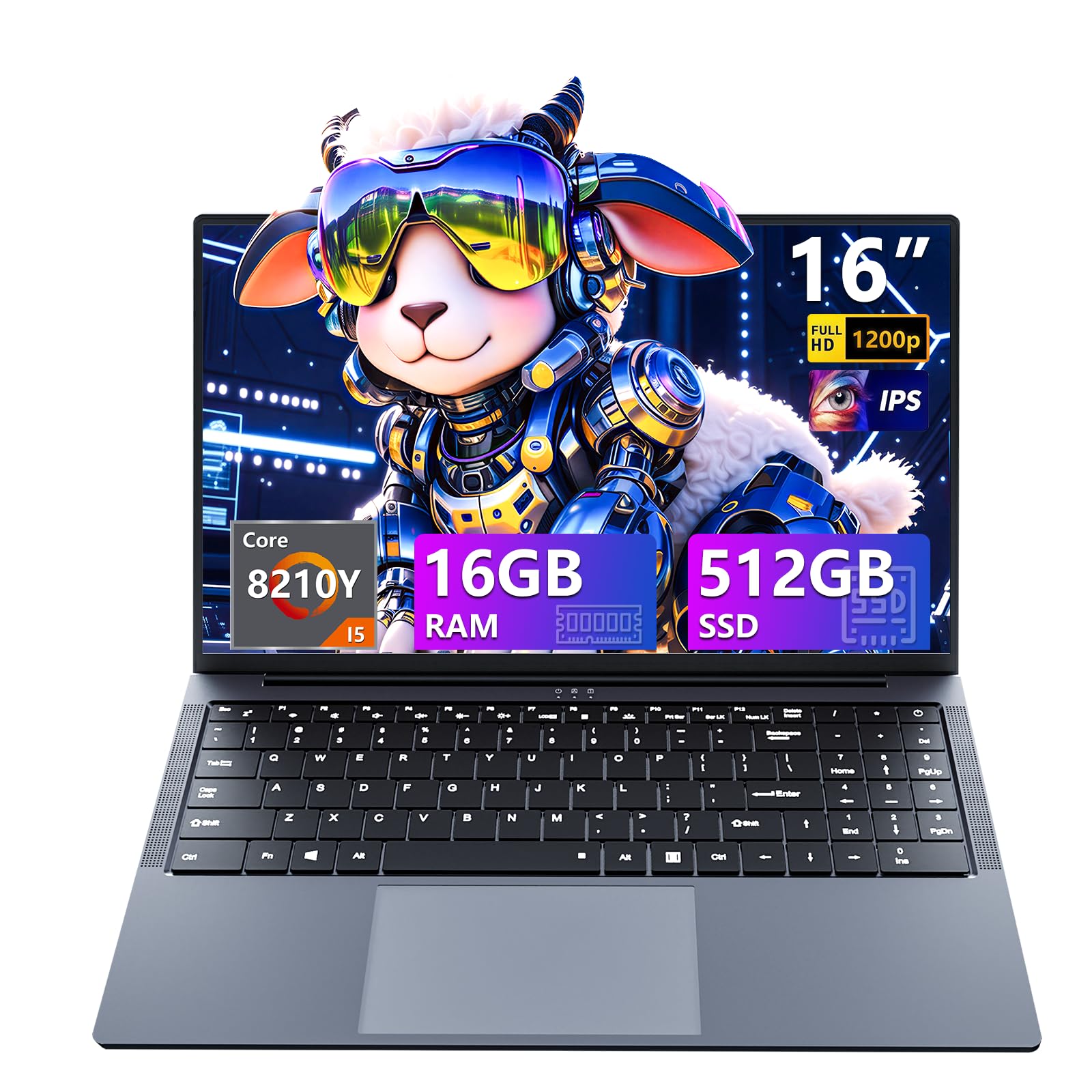 Tunhail PC Portatile 16 Pollici, Computer Portatile Core i5 fino a 3,60 Ghz, Notebook 16GB RAM 512B SSD, Laptop 1920 * 1200 IPS Full HD Schermo, USB3.0, Type-C, Per Studio Lavoro