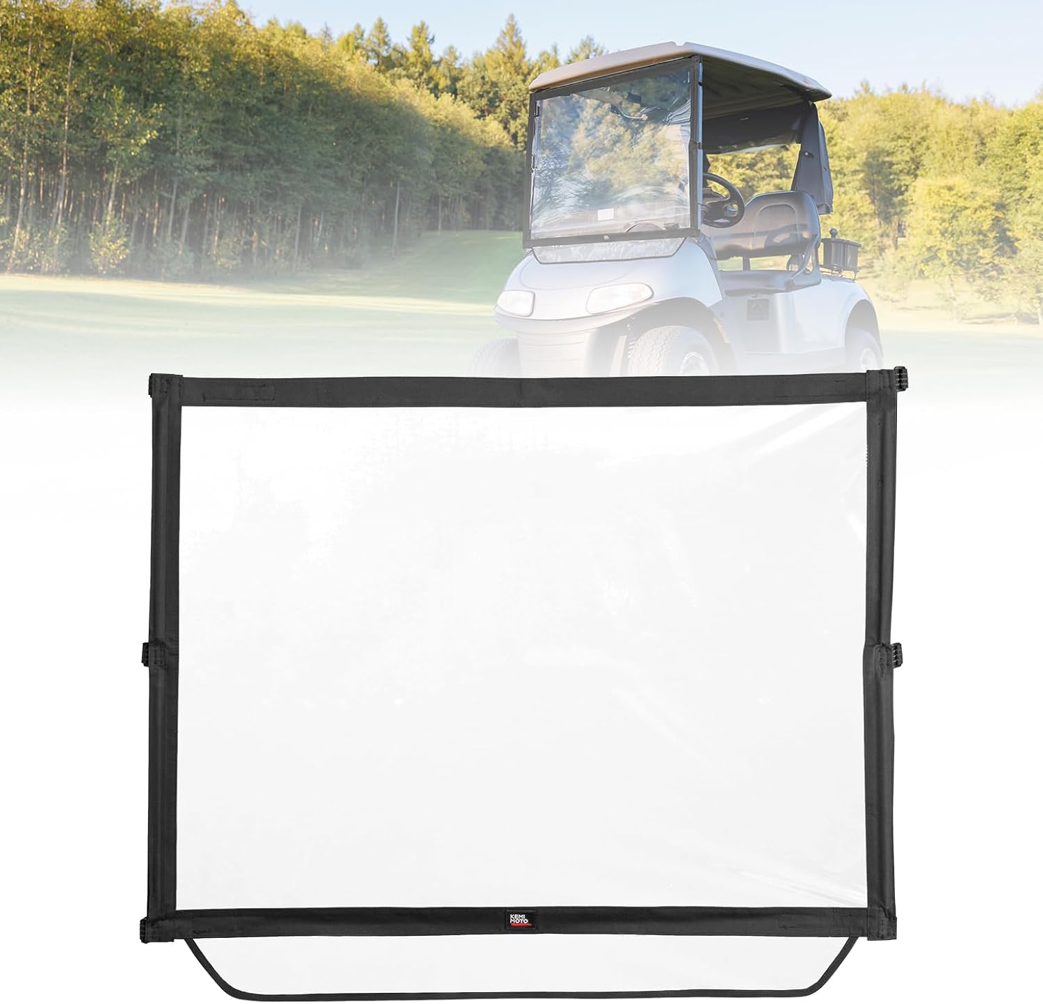 KEMIMOTO Foldable Golf Cart Windshield Compatible with EZGO RXV, Portable Lightweight PVC Replacement Front Windshield (Black)