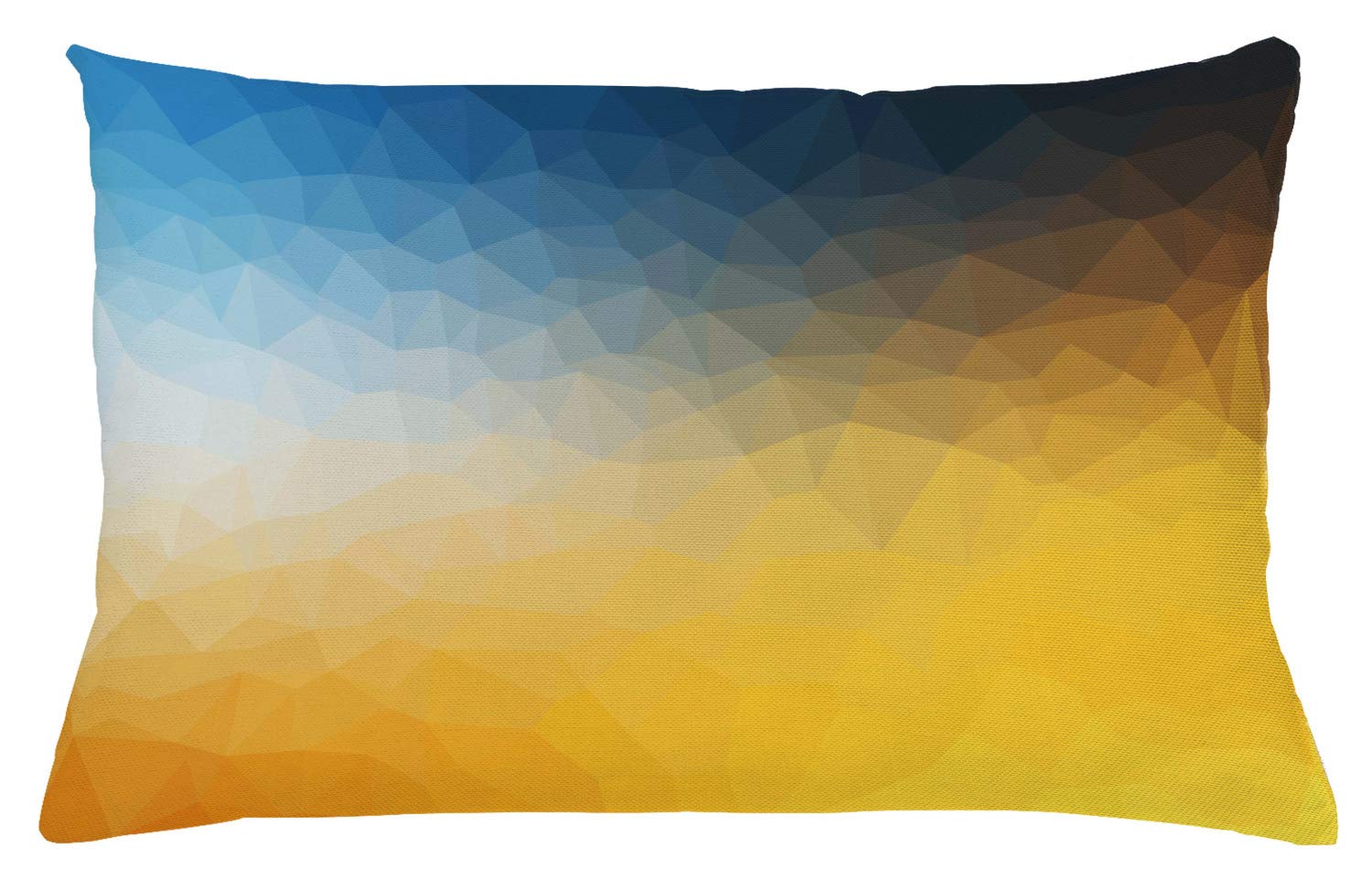 Ambesonne Yellow and Blue Throw Pillow Cushion Cover, Abstract Polygon Style Fractal Gradient Geometric Background Art, Decorative Rectangle Accent
