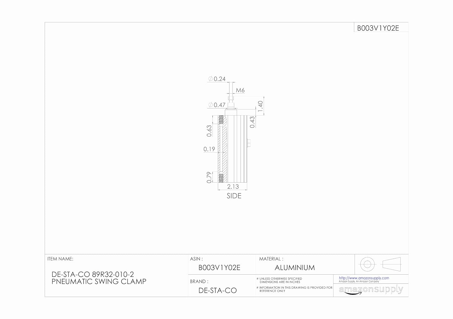 DE-STA-CO 89R32-010-2 Pneumatic Swing Clamp