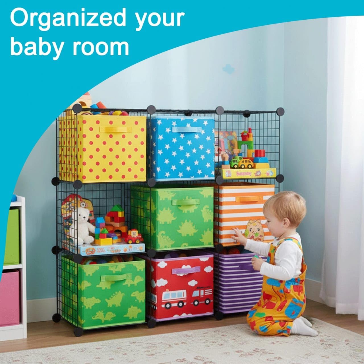 ECHOKRAFTS Wire Cube Storage Organizer, Stackable Closet Storage Basket, 4 Cube Organizer for Closet, Bedroom, Office Stackable Storage Bins, Space Saving Wire Cube Organizer