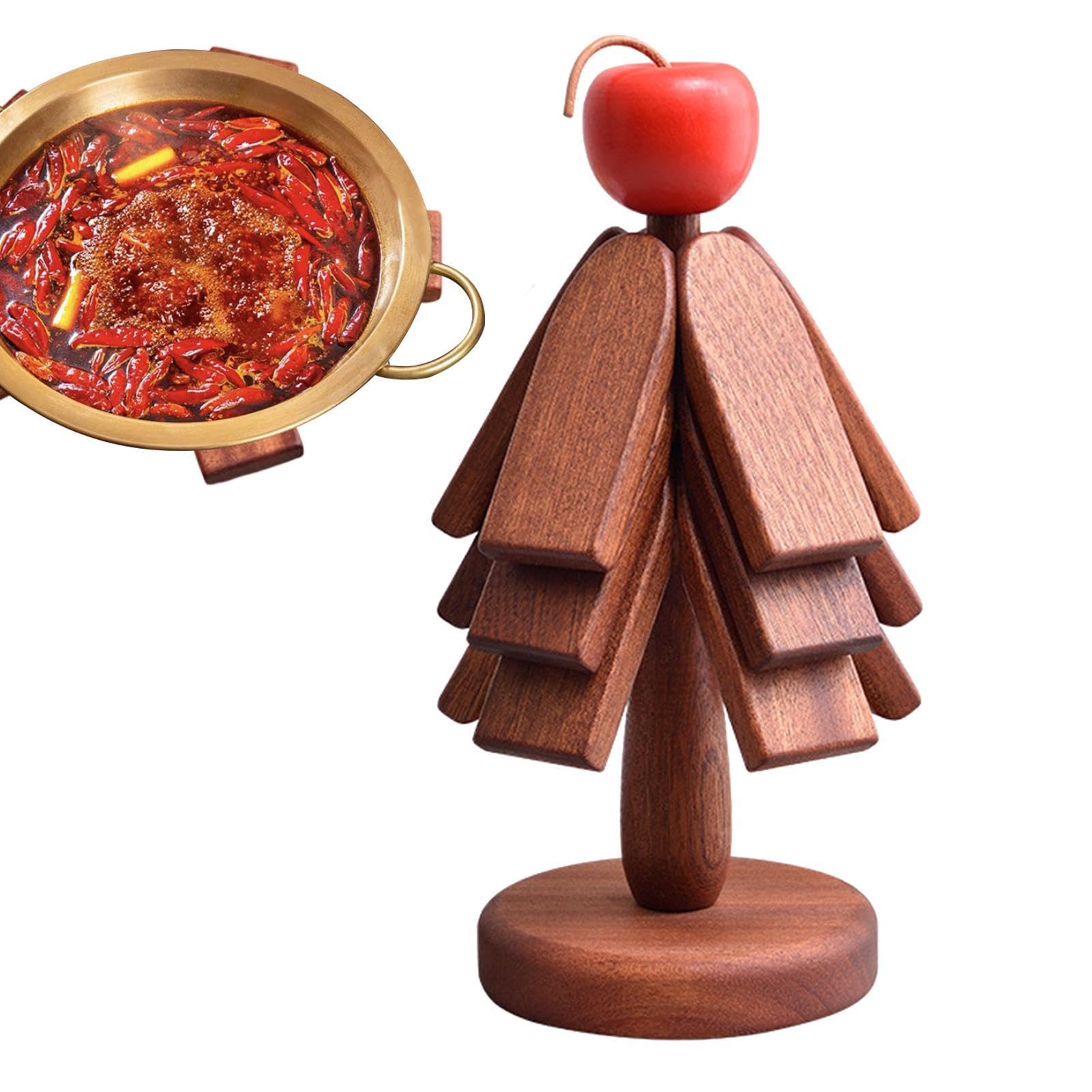 Lot de dessous de verre de Noël en bois, pliables, peu encombrants