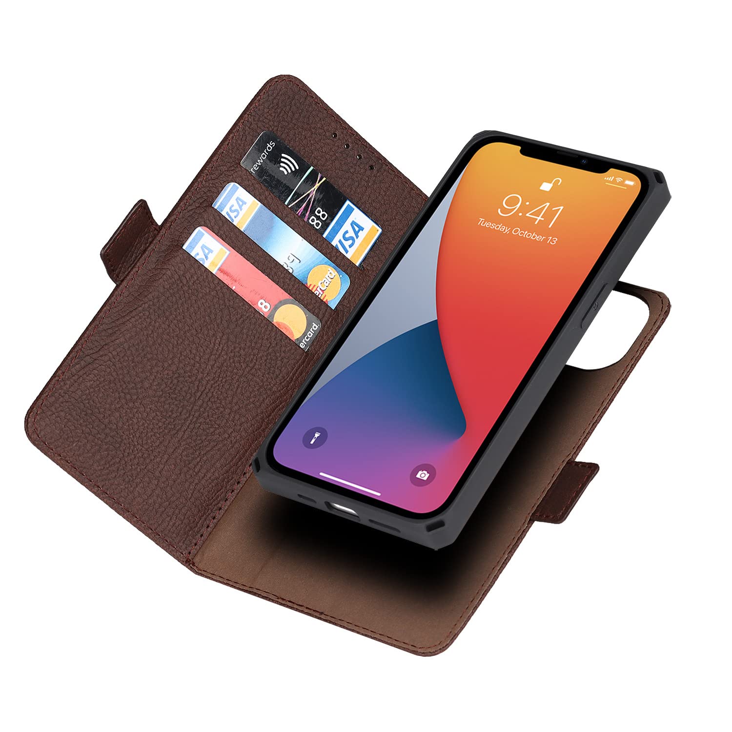Leaisan Custodia Portafoglio In Pelle Per IPhone 13 Pro Max – Con Slot Carte, Supporto E Chiusura Magnetica (Blu)