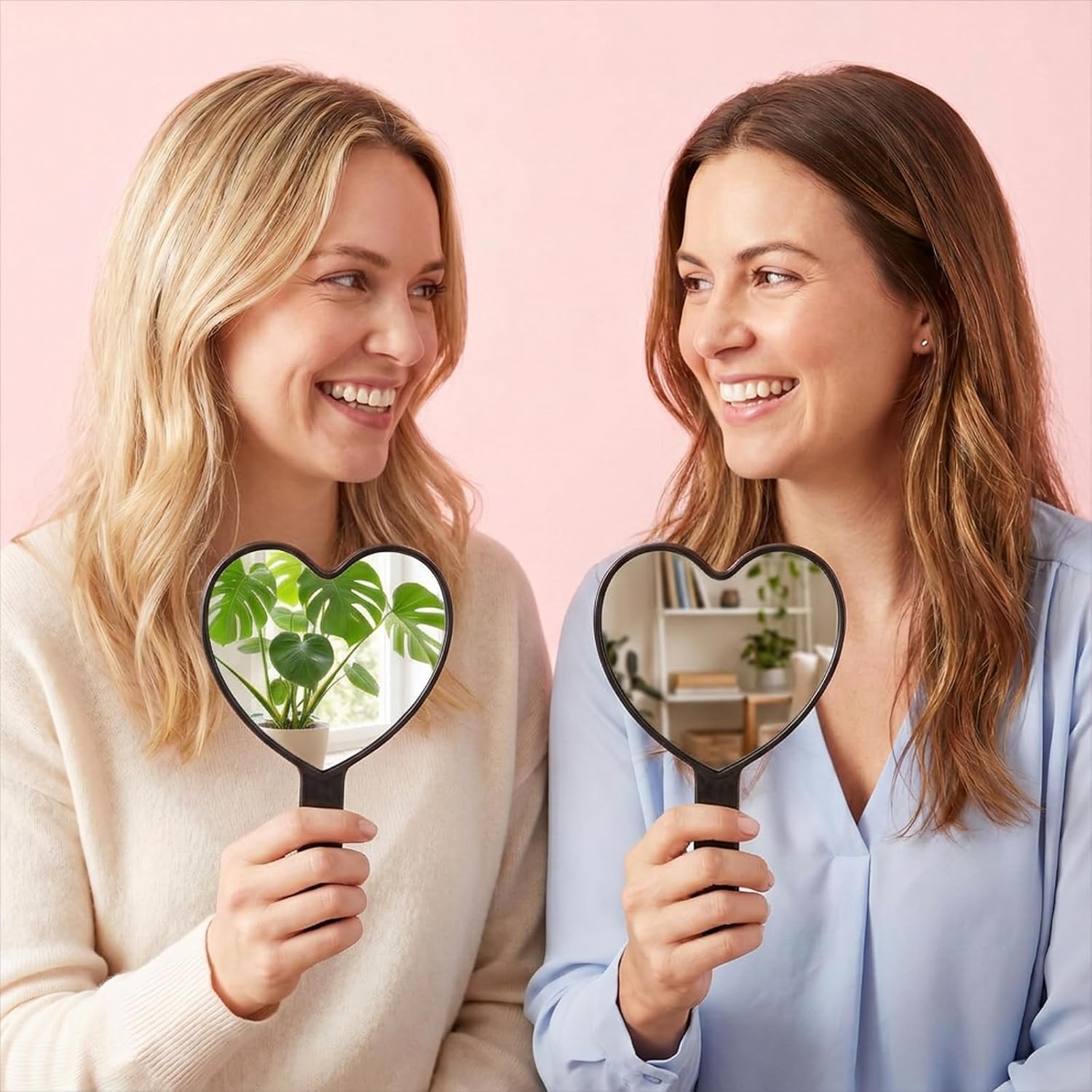 1Pcs Heart Hand Mirror, Small Hand Held Mirror