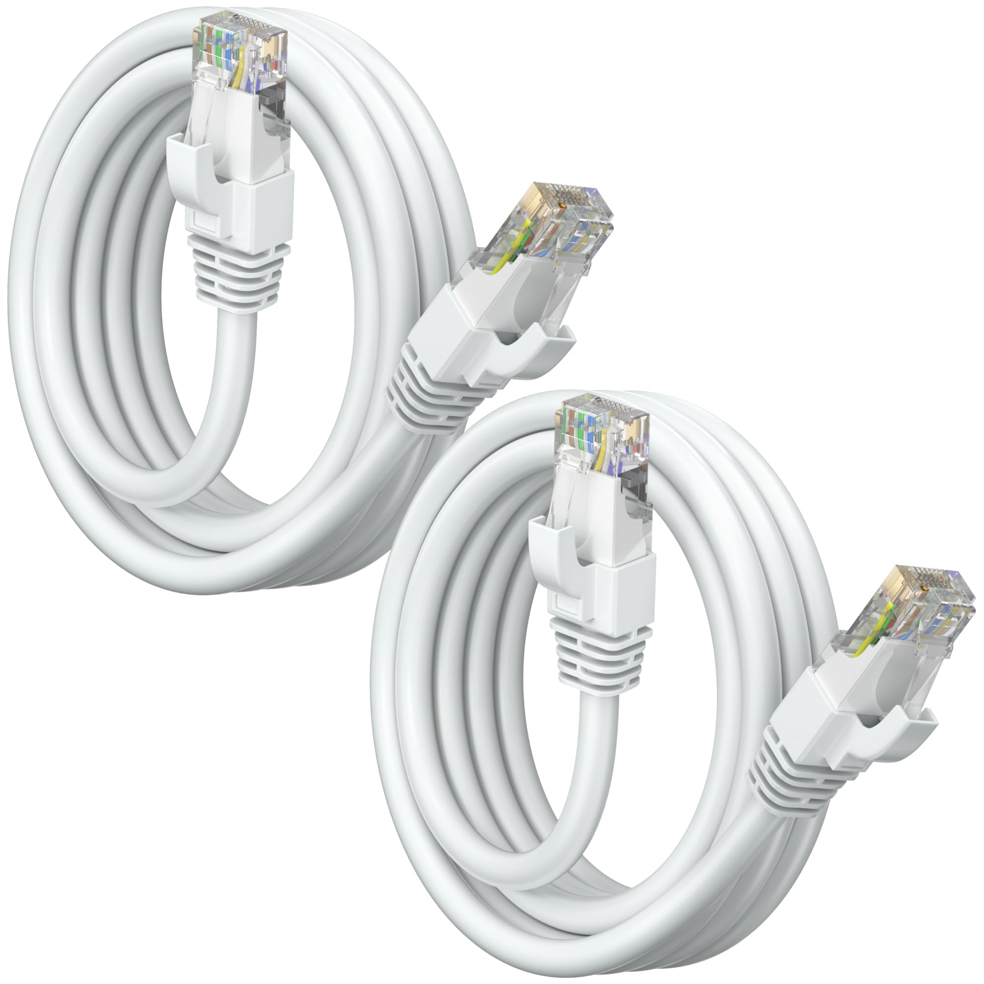 Maximm Cat 6 Ethernet Cable 6 Ft, (2-Pack) Cat6 Cable, LAN Cable, Internet Cable and Network Cable - UTP (White)