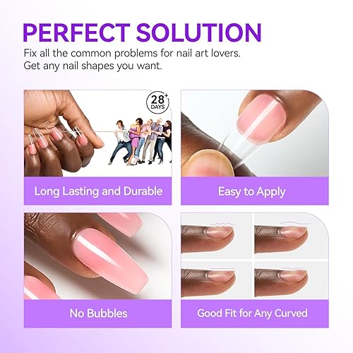 Miniatura 10 de Gelike ec Puntas de uñas cortas de almendra 240 puntas de gel suave para extensiones de uñas, gel de cobertura completa en forma de almendra, puntas
