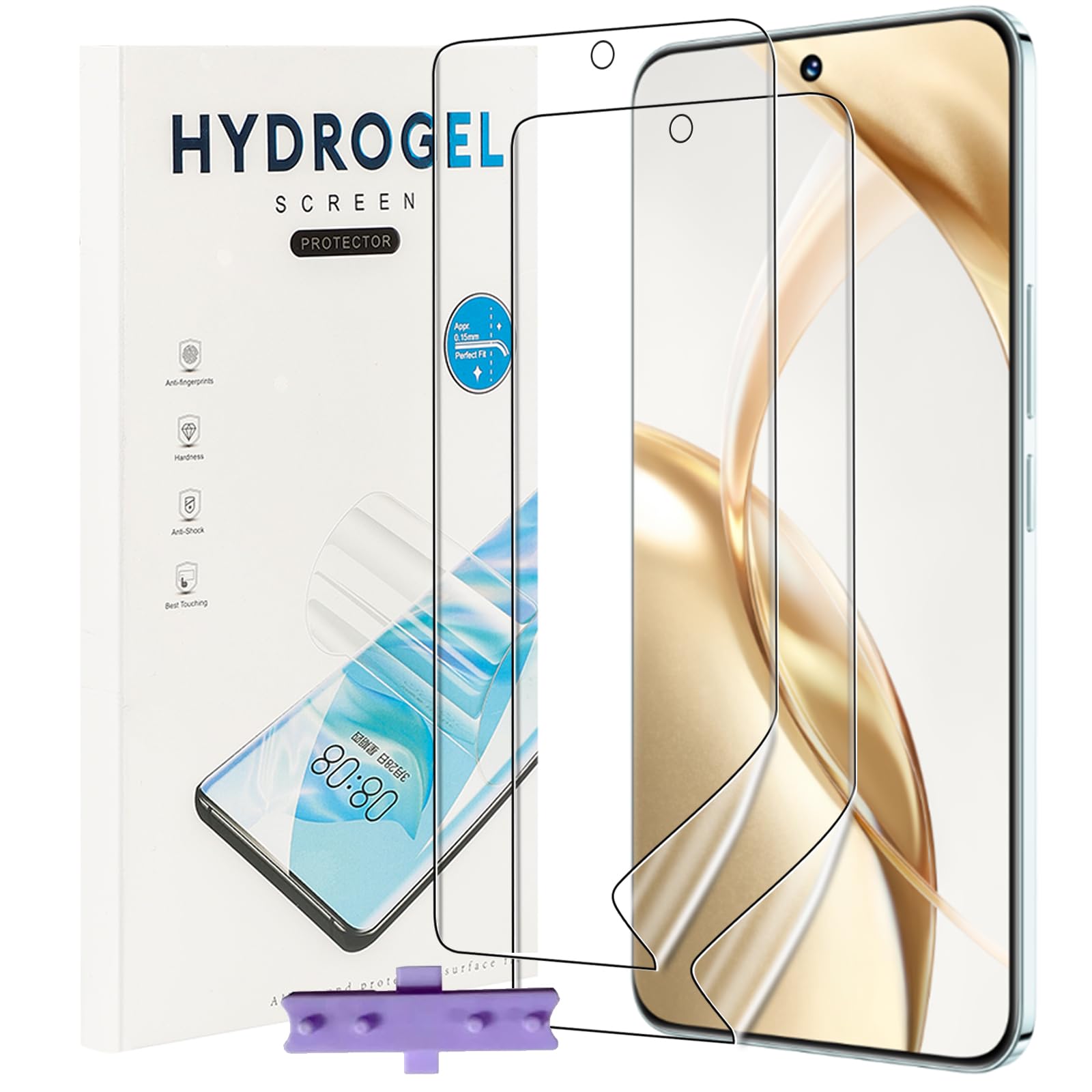 NUCNOK 2 Pièces Protection Écran Pour Oppo Reno 10/Reno 10 Pro (Pas Verre Trempé),Film Flexible Soft HD Hydrogel,Anti-Rayures,Compatible Avec Lecteur D'Empreinte,sans Bulles,Facile à Installer