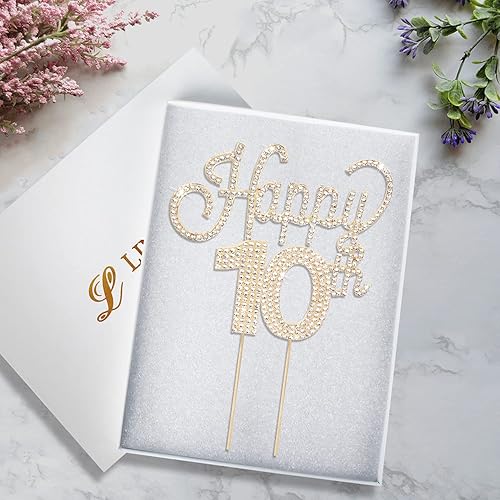 Miniatura 433 de LINGTEER Decoración de pastel de diamantes de imitación dorados para cumpleaños número 15 – Cheers to 15th Birthday Quince años de edad, decoración