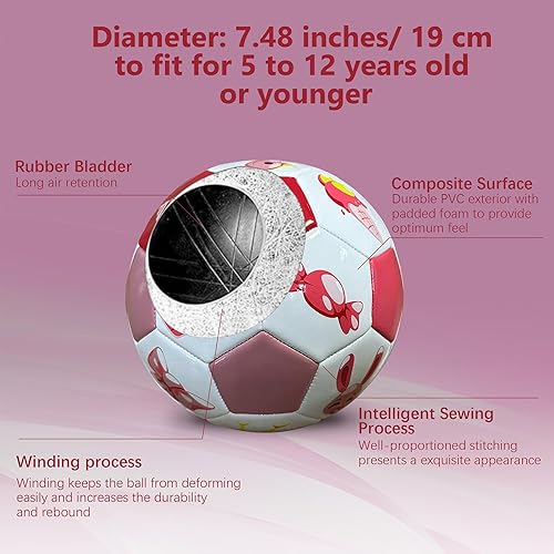 Miniatura 4 de Balón de fútbol para niños, tamaño 3, pelota de fútbol juvenil para niños de 5, 6, 7, 8, 9, 10 años, para interiores y exteriores, con 1 bomba, 1