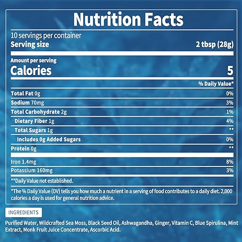 Miniatura 7 de Gel de musgo marino de 10 onzas, gel de musgo marino irlandés silvestre, superalimento vegano, vitaminas minerales, sabor a espirulina azul