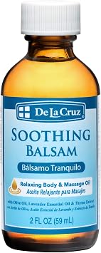 De La Cruz Soothing Balsam Balsamo Tranquilo Massage Oil - No Preservatives or Artificial Colors - Made in USA - 2 FL OZ