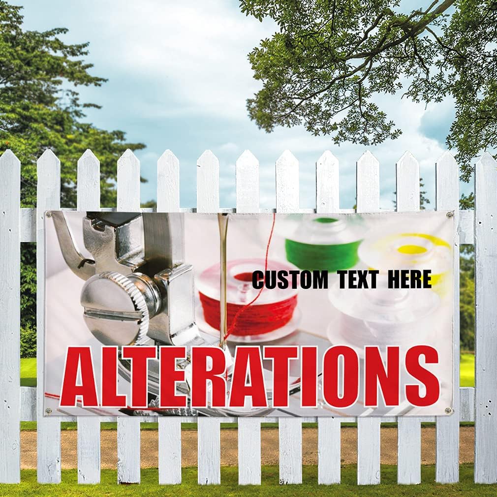 Custom Vinyl Banner Multiple Sizes Alterations #1 Outdoor Advertising Printing L1 Outdoor Weatherproof Industrial Yard Signs 4 Grommets Personalized Text Here 24x48Inches