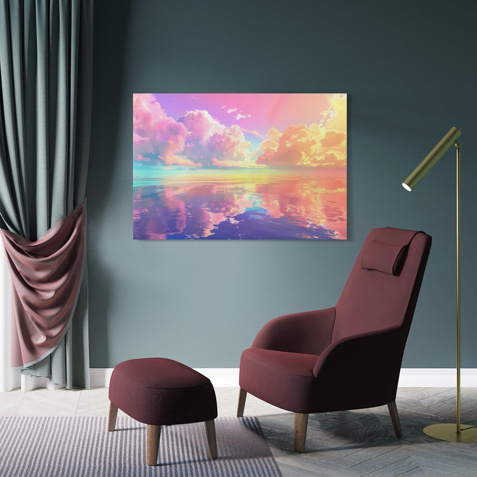 Amazon.co.jp: 絵画 夢のようなカラフルな雲 アートパネル ポスター